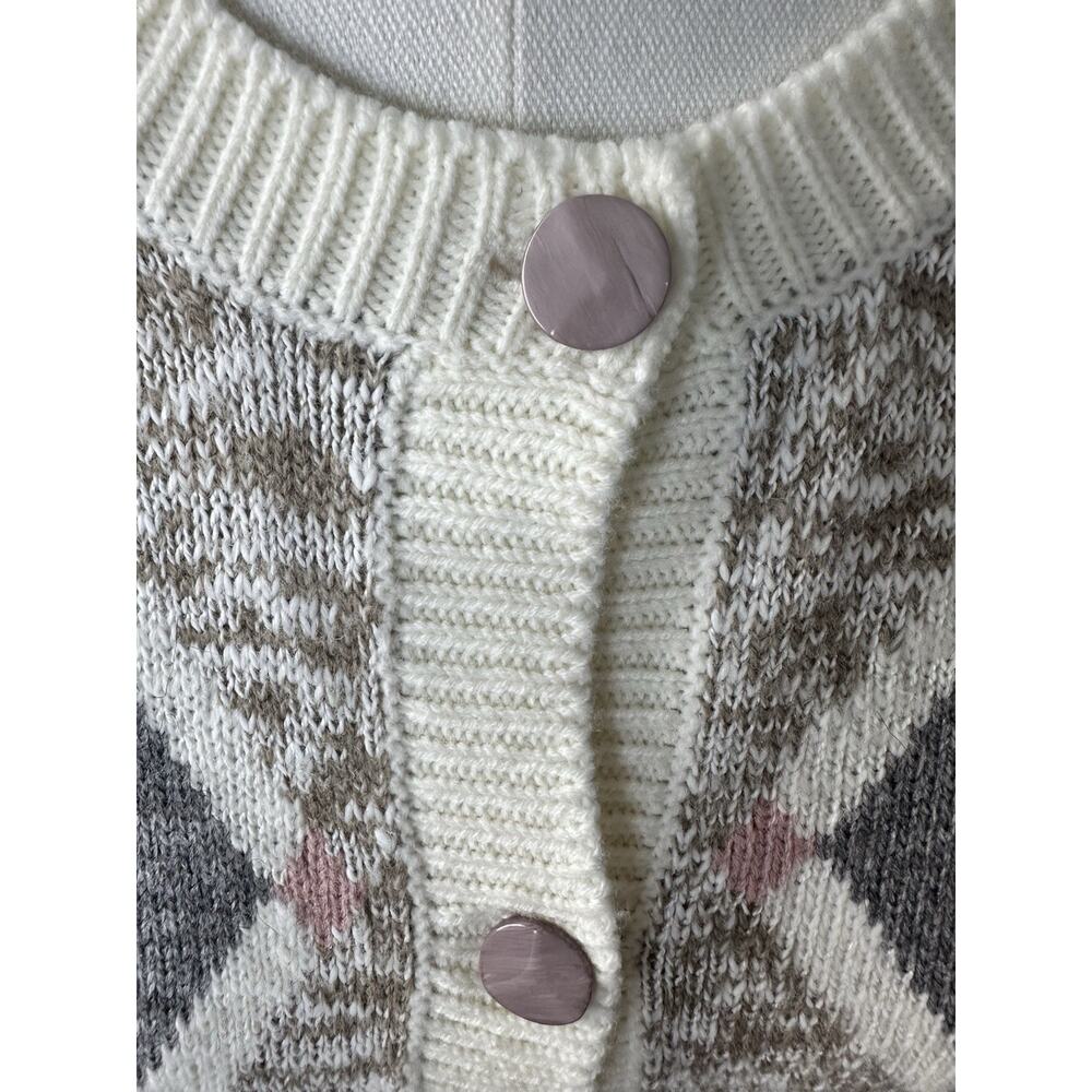 Dana Scott Vintage Argyle Geometric Knit Cardigan 1970s Dad Grandpa Sweater XL - Picture 4 of 8